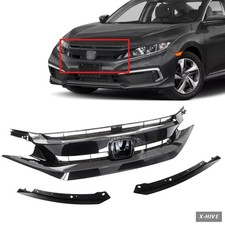 3pcs Front Bumper Grille Glossy Black Grill With Eye Lid For 2019 Honda Civic 3pcs Front Bumper Grille Glossy Black Grill With Eye Lid For 2019 Honda Civic