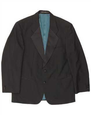 Marks & Spencer Herren 2 Knopf Blazer Sakko UK 40 Large Schwarz Polyester DL13