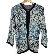 Missoni Women's Cardigan Medium Blue Black Abstract Pattern Italy