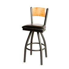 Oak Street Mfg Plain Cherry Wood Back Swivel Barstool w/Black Vinyl