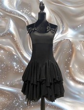 SHEIN Women's Black Chiffon Layered Bow Accent Scoop Neck Mini Dress Size M