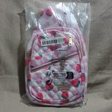 Fashion Jingpin Creati Mini Pink Strawberry Print Quilted Zip Polyester Backpack
