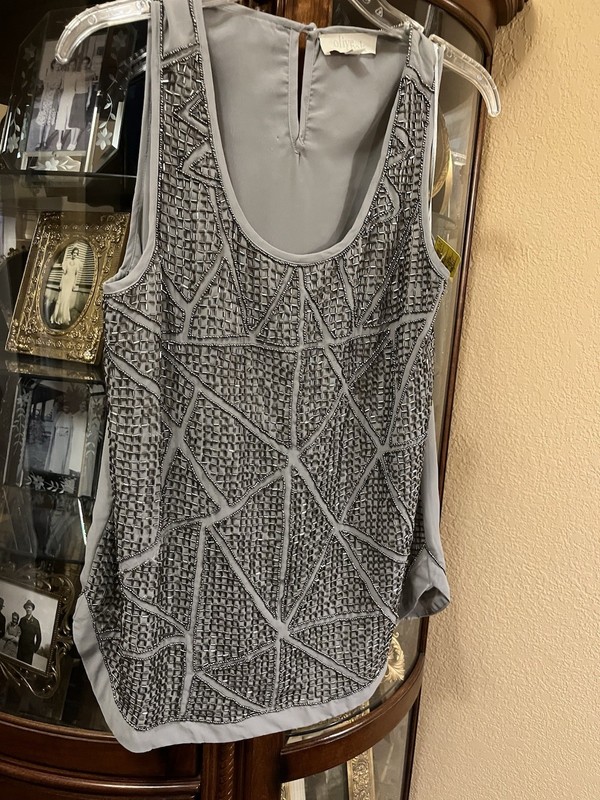 Olive & Oak L Beaded Sleeveless Evening/Holiday Top Excellent Condition