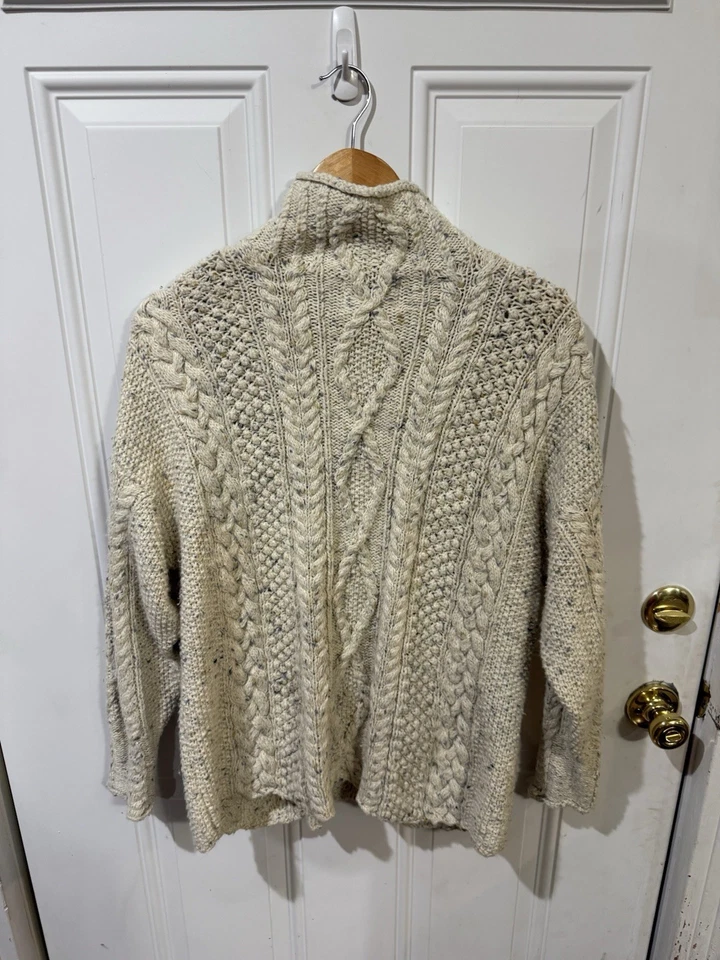 Suéter feminino vintage anos 90 Express tricot L bege confete salpicado malha de cabo  - Imagem 4 de 4