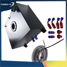 15 Gallon Polished Aluminum Fuel Cell Tank with Level Sender Black Fuel Line Kit