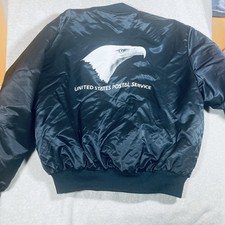 Vintage 90s Birdie USPS Satin Bomber Jacket Made USA Workwear Quilted XL Eagle