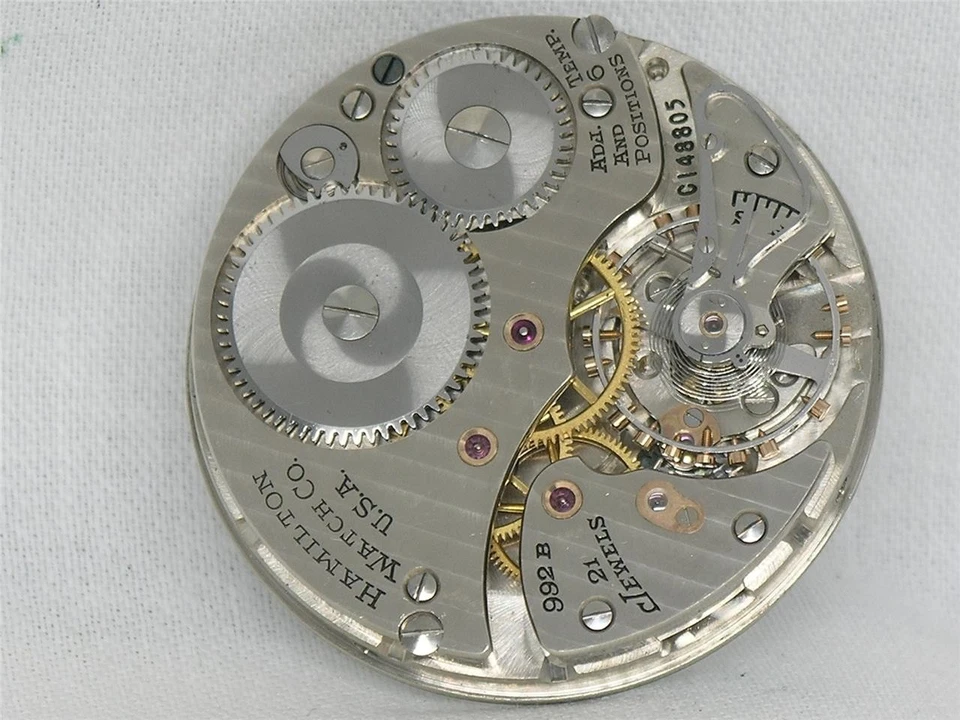 RELOJ BOLSILLO VINTAGE 16S HAMILTON 992B 21 JOYAS FERROCARRIL MOVIMIENTO Y ESFERA ¡FUNCIONA! Foto 3 de 4