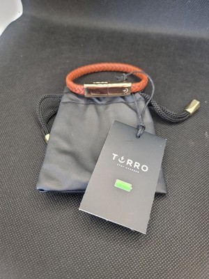TORRO iPHONE CHARGING BRACELET USB Cable Braided Faux Leather Brown Gold Color 