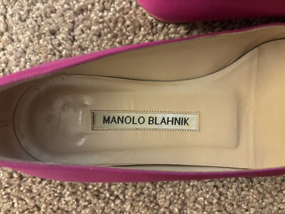 MANOLO BLAHNIK Dark Fuchsia Satin Jewel Buckle Flat Pumps 36 | eBay