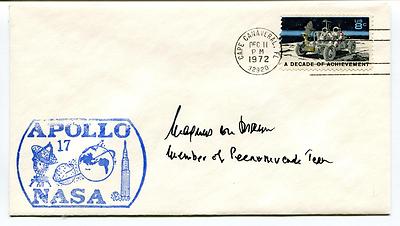 1972 Apollo 17 NASA Cape Canaveral Florida Space Cover SIGNED