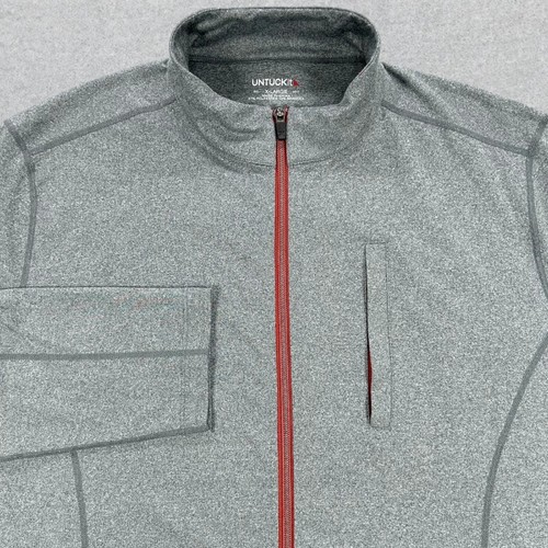 UNTUCKit Jacket Men's XL Gray Red Full Zip Athletic Performance Stretch Pockets - Picture 3 of 13