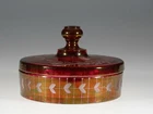 Vintage Deco Depression Era Ruby cut to Clear 3-Part Candy Jar c.1939