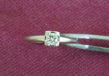 .13 ct Natural DIAMOND Solitaire Engagement Ring 14K White Gold Size 6 Vintage