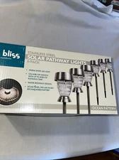 Bliss Outdoors  Stainless Steel Solar Pathway Lights Ocean Pattern 6 Pack NIB