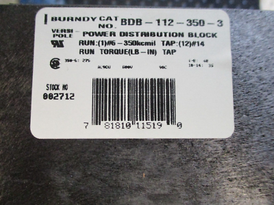 Blocco Distribuzione Alimentazione Burndy BDB-112-350-3 - NUOVO, Modello BDA-112-350