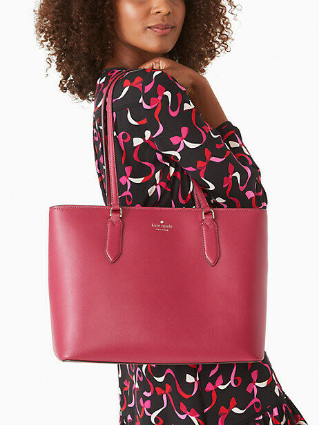 Kate Spade Harper Dark Red Leather Tote WKR00059 Berry Kate Spade Harper Dark Red Leather Tote WKR00059 Berry