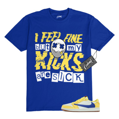 1 Canary Travis Low Racer Blue Light Silver Gum Medium Brown Shirt SICK Jordan