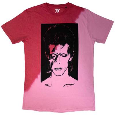 David Bowie 'Aladdin Sane' Red / Pink Dip Dye T shirt - NEW OFFICIAL