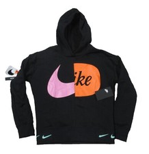 Nike Sportswear Big Girls Black Logo Graphic Fleece Pullover Hoodie