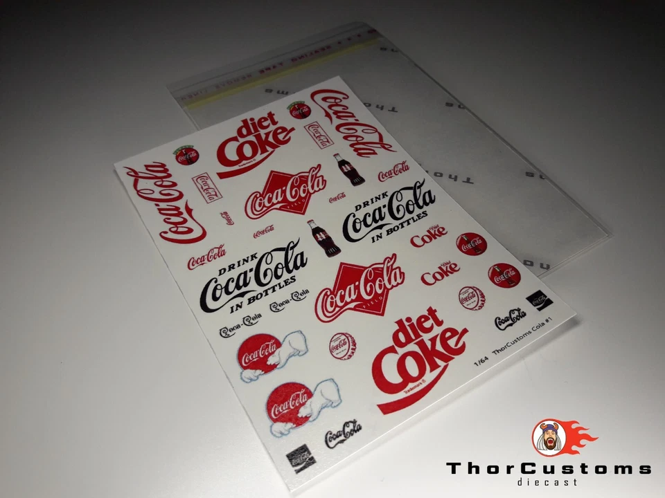 Calcomanías de tobogán acuático transparentes escala 1/64 - Coca-Cola #1 para Hot Wheels, Matchbox Foto 2 de 4