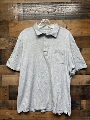 johnnie-O Polo Shirt Men's XL Gray Performance Chest Pocket Short Sleeve Preppy
