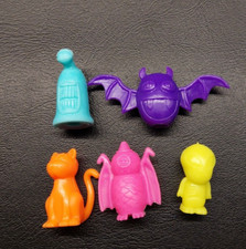 Lot of 5 Halloween Bat Cat Alien Creature Rubber Pencil Topper Monster Figures