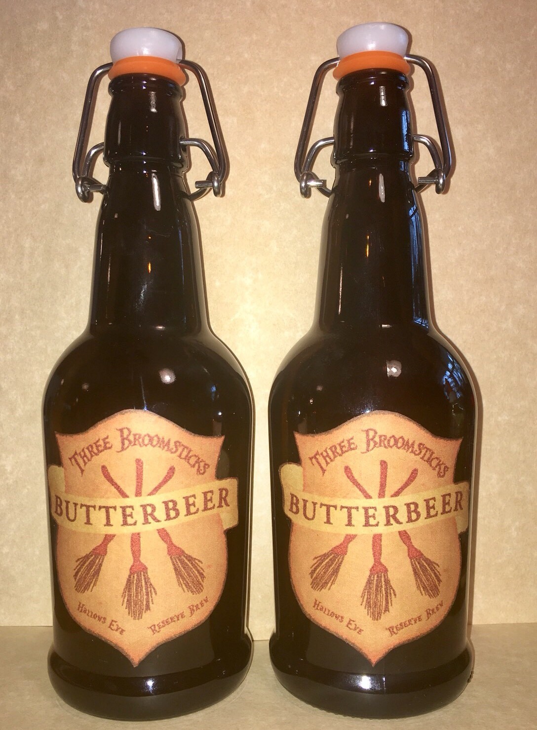 Lot 2 Handmade BUTTERBEER BOTTLES For HARRY POTTER PARTY PROP eBay
