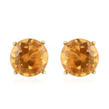 1.50ct Natural Round citrine Solitaire Stud Earring for women sterling Silver.