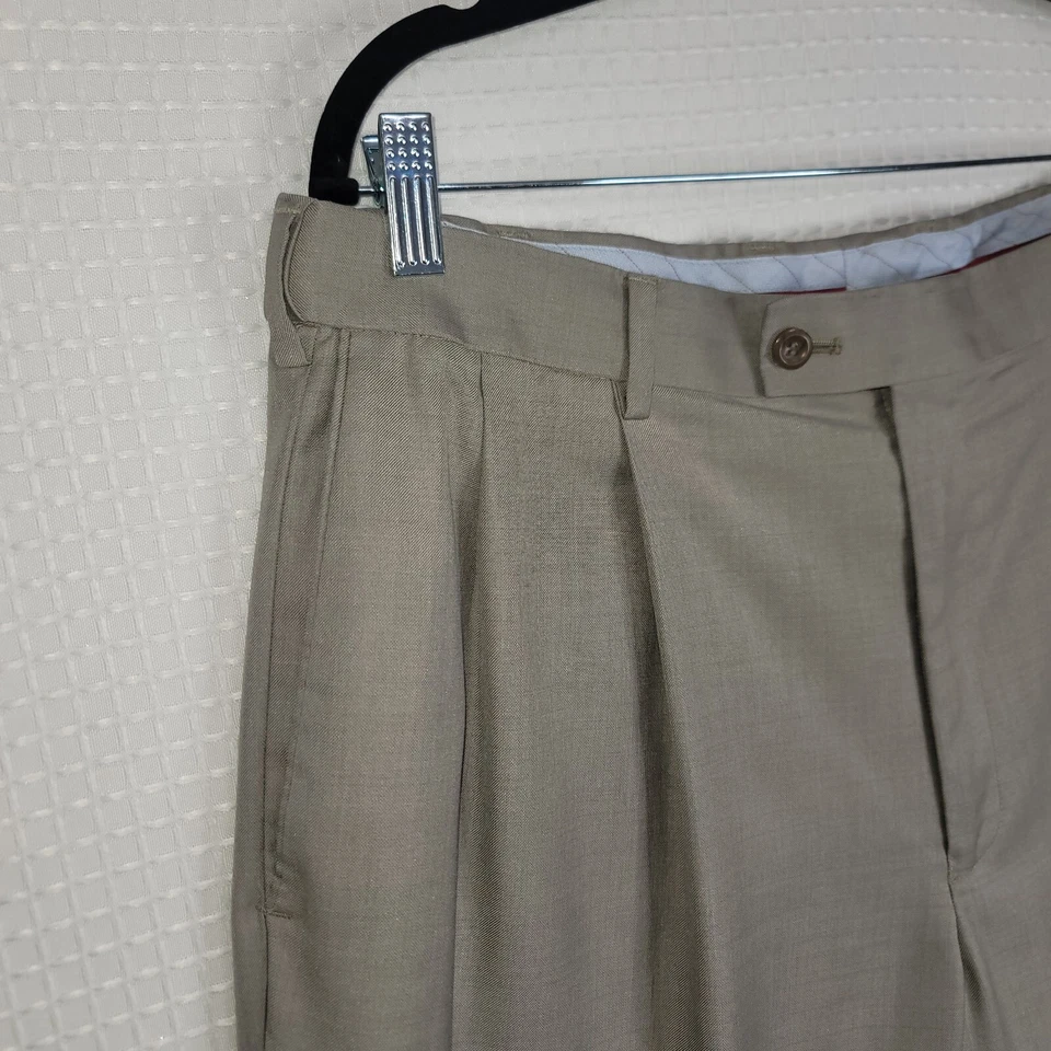 Pantalones de vestir Louis Raphael Rosso ROJOS para hombre 36x32 extensión oculta marrón claro Foto 4 de 4