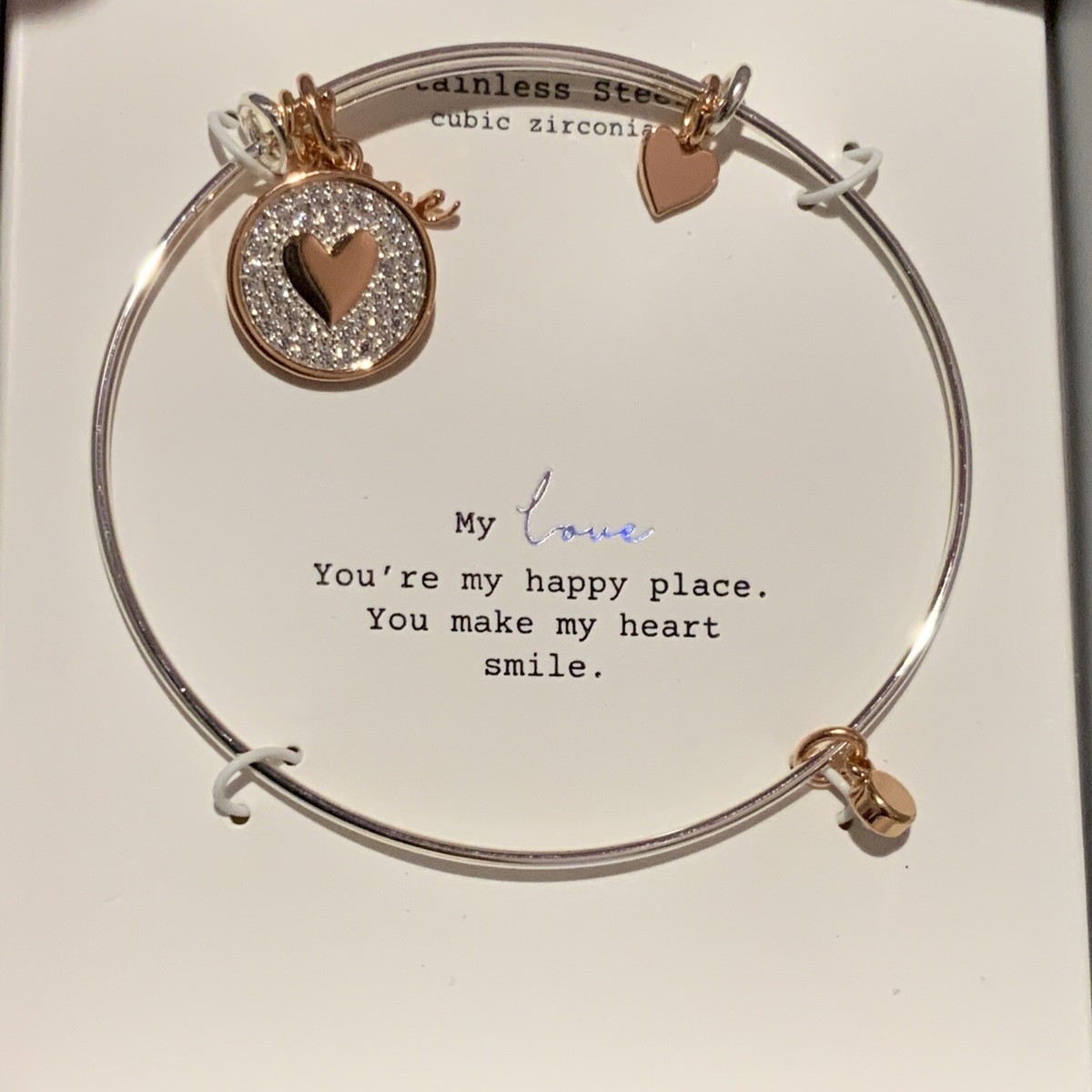 🍒 Target Stainless Steel Expandable Bangle Bracelet Charms My Love