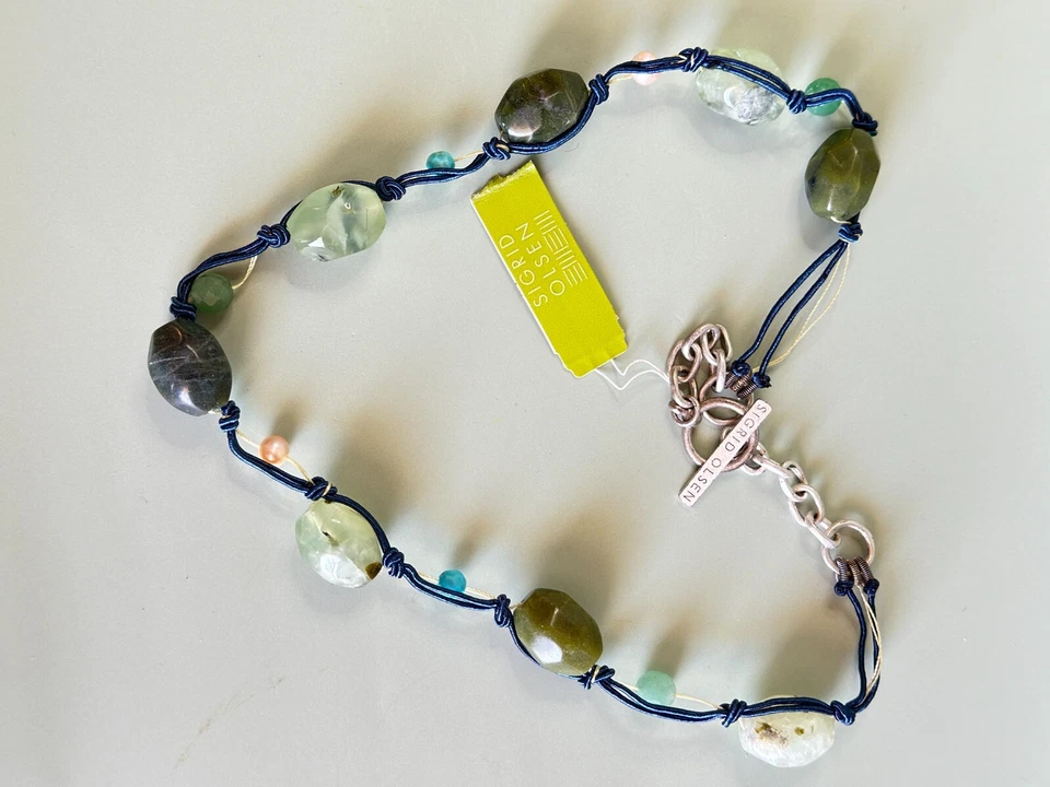 Collar Grueso Sigrid Olsen Verde Prehnita Jaspe Piedras Preciosas Diseñador Firmado Nuevo Con Etiquetas Foto 3 de 4