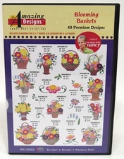 Sewing With Nancy Blooming Baskets 40 Designs Embroidery CD Amazing Designs