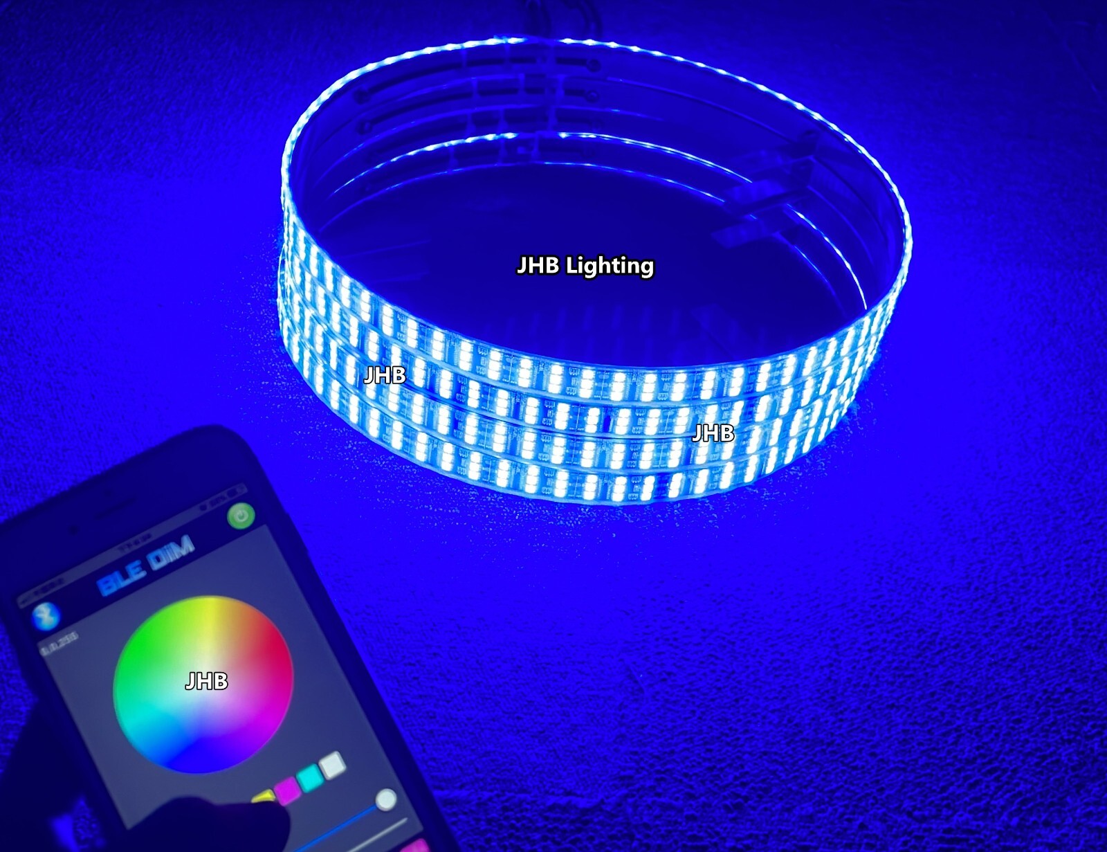 JHB 17.5"APP Remote CHASING Flowing TRIPLE ROW LED Trucks Wheel Rings Rim Lights