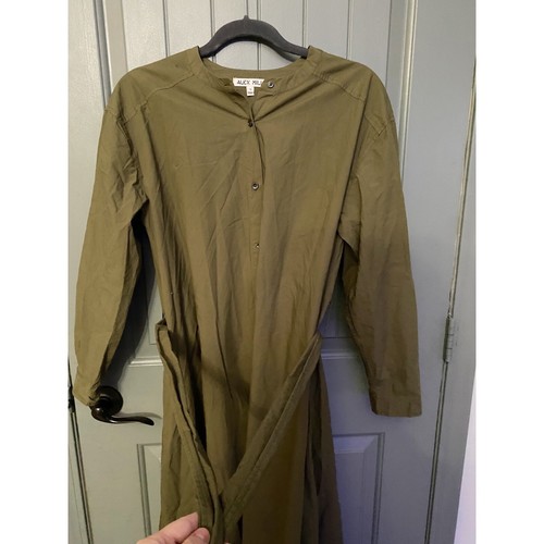 ALEX MILL Tie Waist Shirtdress in Military Olive Green S Small Midi - Picture 4 of 9
