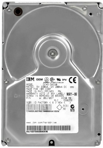 Hard Drive IBM 09J1037 DCAS-34330 4.3GB 5.4K SCSI 3.5'' - Picture 3 of 3