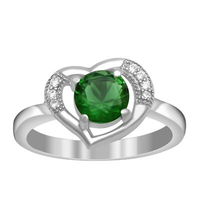 Princess Style 925 Silver Ctw Green Cubic Zirconia Engagement