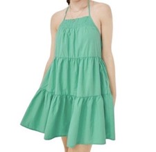 American Eagle Outfitters High Neck Poplin Halter Dress Tiered Mini Dress XS New
