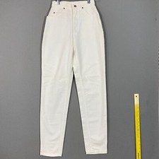 VTG Womens High Waist White Jeans Tapered Leg Mom 80s 90s Denim 7 25x32 XS