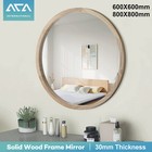 <!--F#f_0-->ACA Bathroom Makeup Mirror Round Wall Mount Solid Wooden Frame Hall 80 60mm<!--F/-->