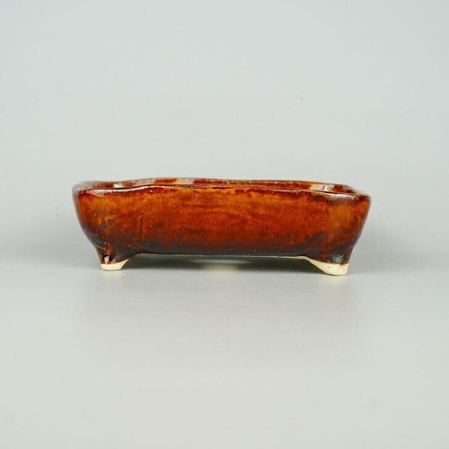 Vaso per bonsai giapponese YUKI-SYOSEKI forma rettangolare L13,7 cm H3,8 cm smaltato - Foto 1 di 24