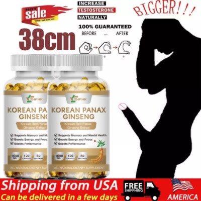 Korean Red Panax Ginseng 1600mg - 240 Capsules - Extra Strength Highest Potency