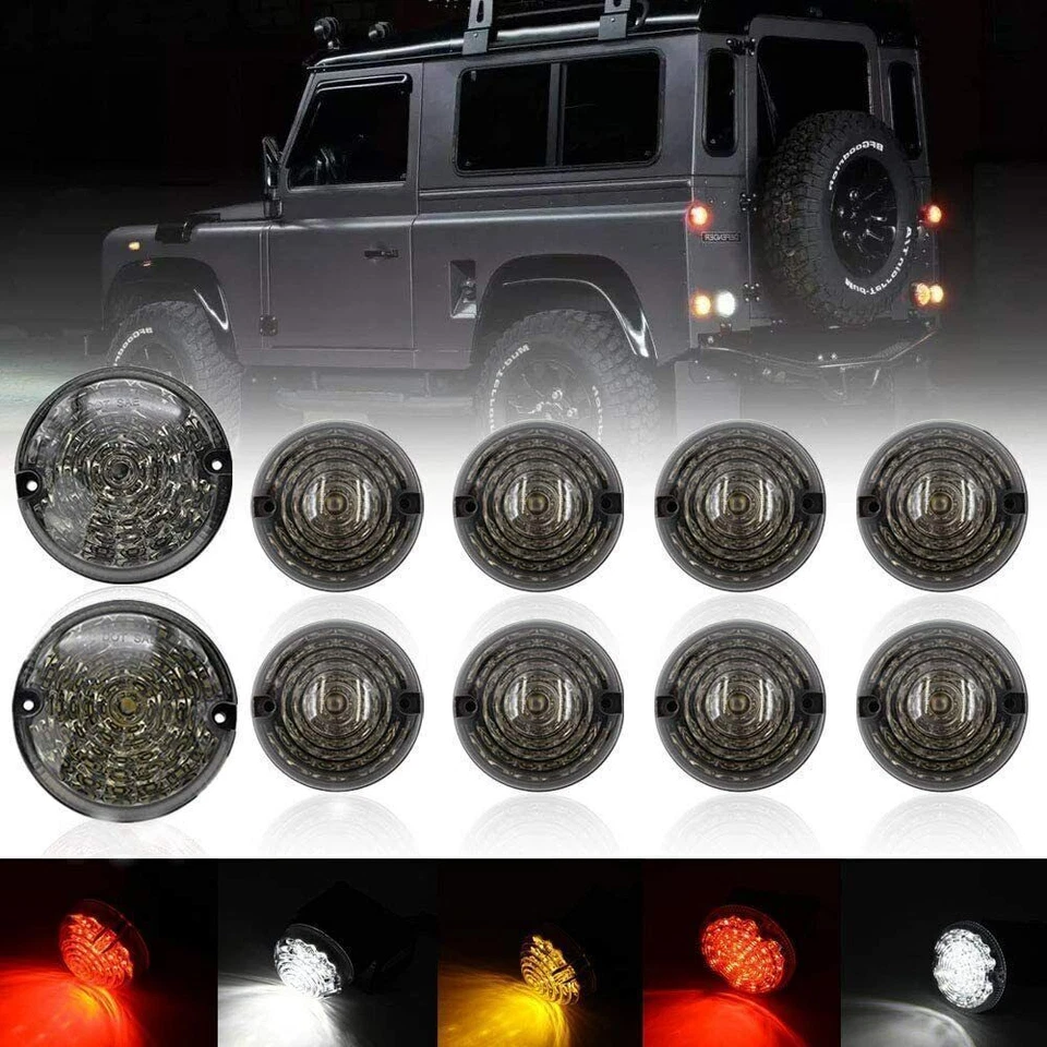 10X For Land Rover Defender 90-16 90/110 83-90 Smoked Led Light Lamp Upgrade Kit - Image 3 of 4