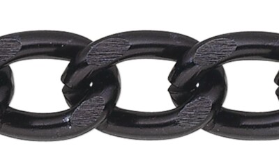 Chain, 5 Feet Anodized Aluminum Black Cable Bulk Chain with 11x7mm Links