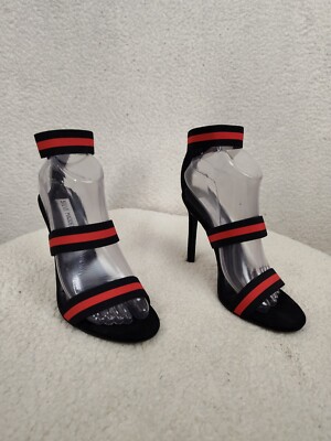 Steve Madden Crave Sandals Black Open Toe Ankle Wrap Stiletto