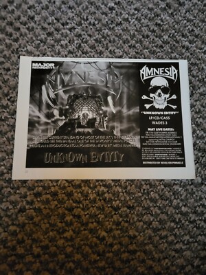 BEL4 ADVERT 5X8 AMNESIA : UNKNOWN ENTITY & LIVE DATES