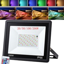 LED Flood Light RGB Colour Changing 20-200W Outside Spotlight Security Lamp
