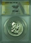 1956 Proof Franklin Silver Half Dollar 50c Coin  ANACS PF-66