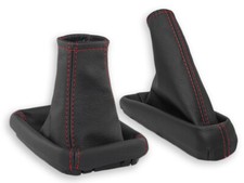 SCHALTMANSCHETTE HANDBREMSSACK FÜR OPEL VECTRA B 1995-2002 NATURLEDER NAHT ROT