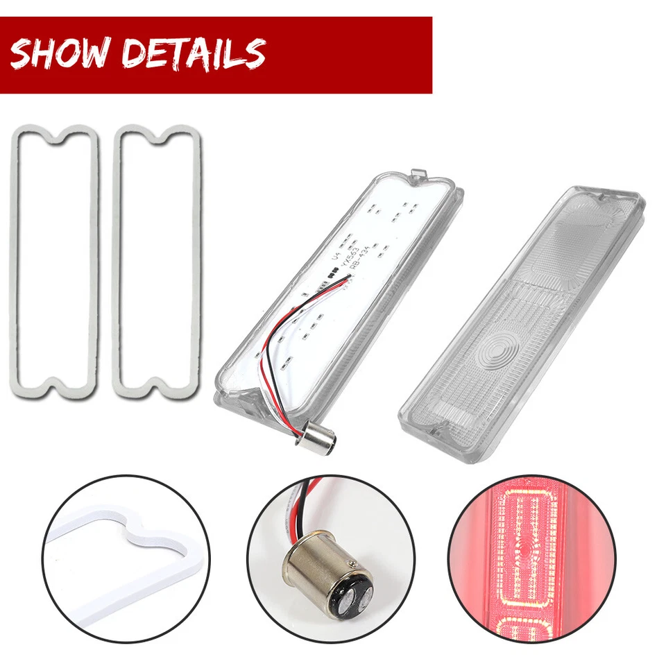 Clear LED Brake Tail Lights Lamps For 67-72 Chevrolet GMC Fleetside Pickup Truck - Image 3 of 4