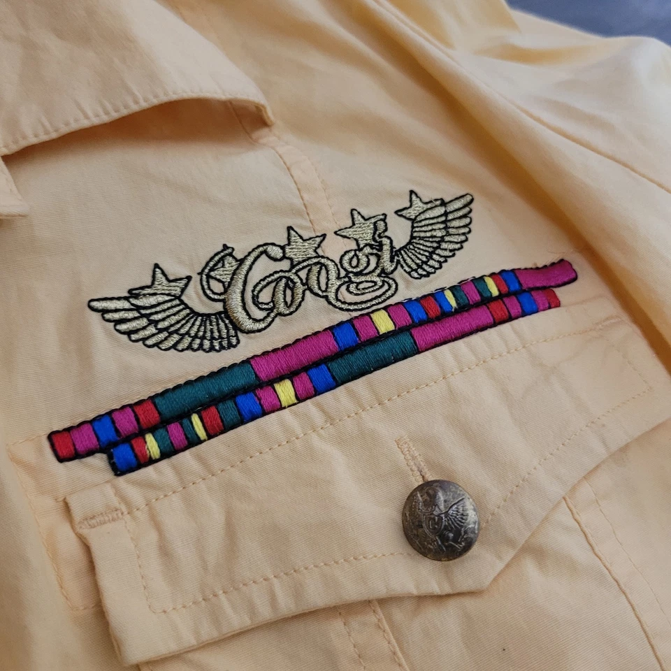 Vestido Coogi Mujer Talla 3x Amarillo Abotonado Cintura Elástica Bolsillo Bordado Foto 3 de 4